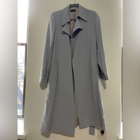 Theory Oaklane Trench Coat in Admiral Crepe in Misty Blue - Size M - Picture 6 of 10
